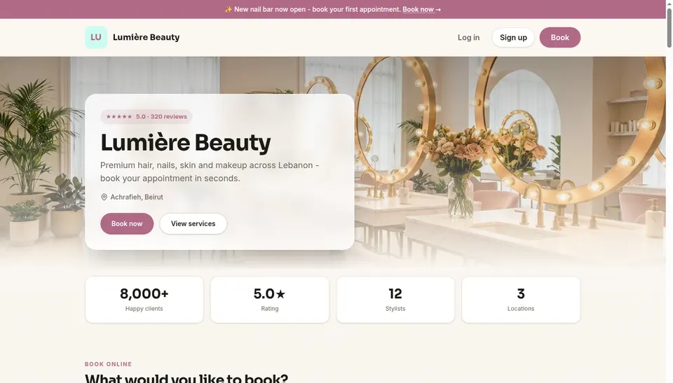Lumière Beauty, Beauty salon
