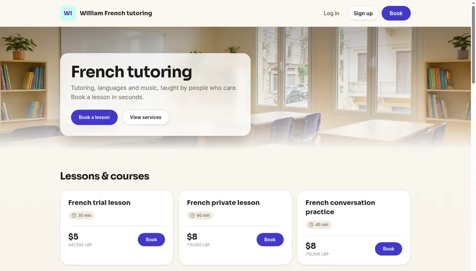 William French tutoring, Classes and courses